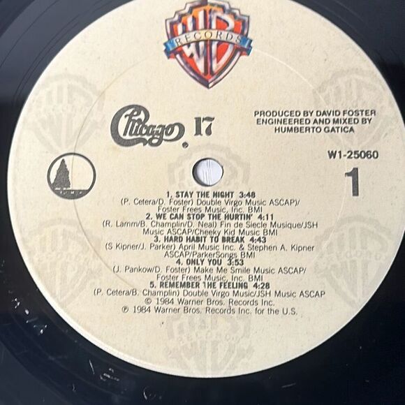 Chicago 17 Album 1984 Warner Bros Hard Habit to Break You’re the Inspiration - Picture 7 of 9